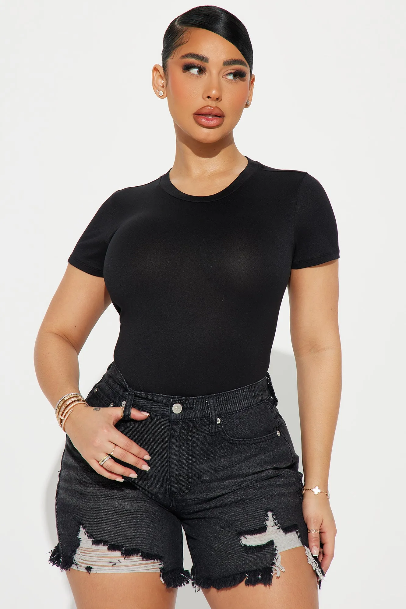 Aria Crew Neck Tee - Black