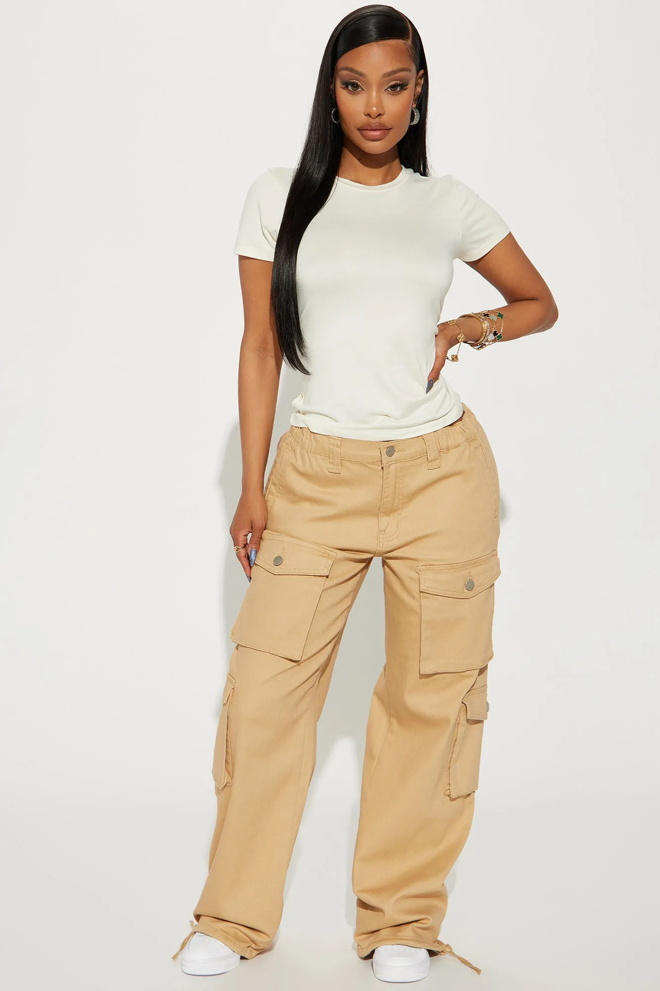 Aria Crew Neck Tee - Cream