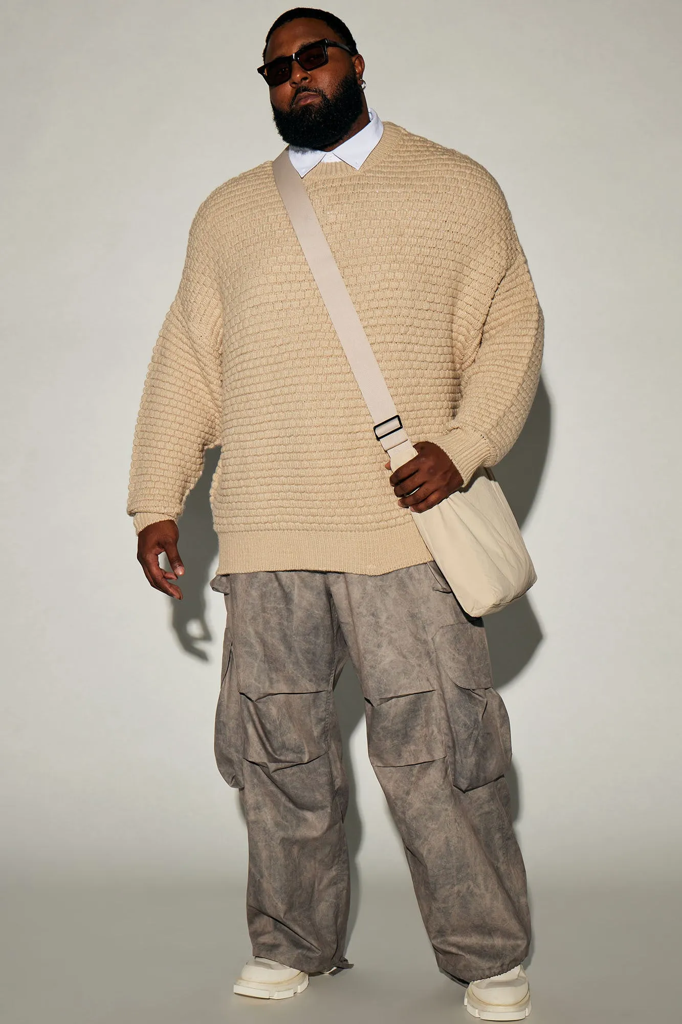 Be Present Textured Crewneck Sweater - Cream