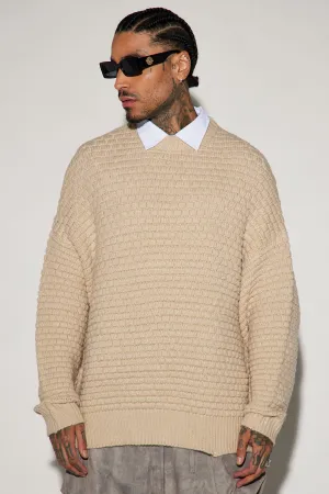 Be Present Textured Crewneck Sweater - Cream