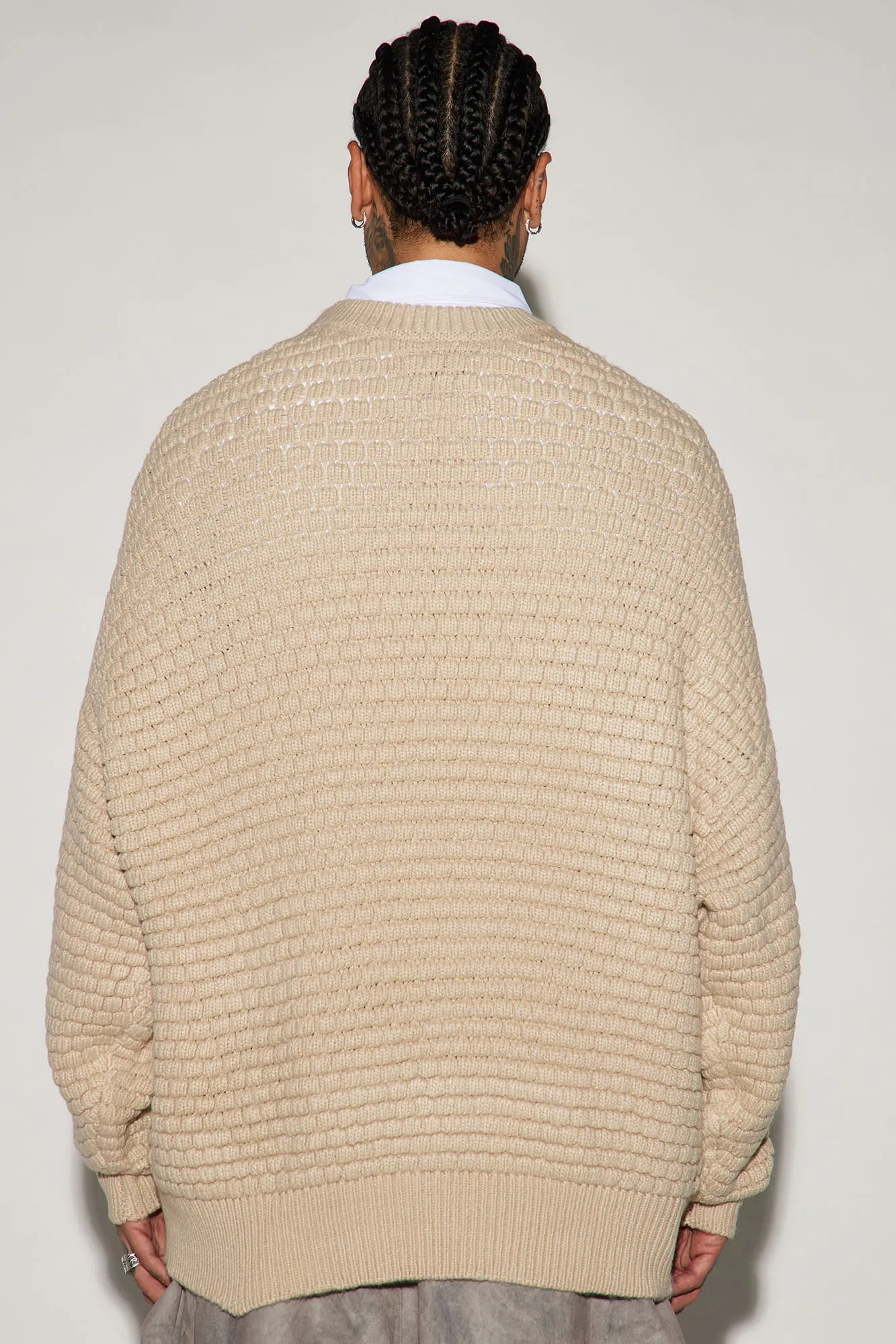 Be Present Textured Crewneck Sweater - Cream