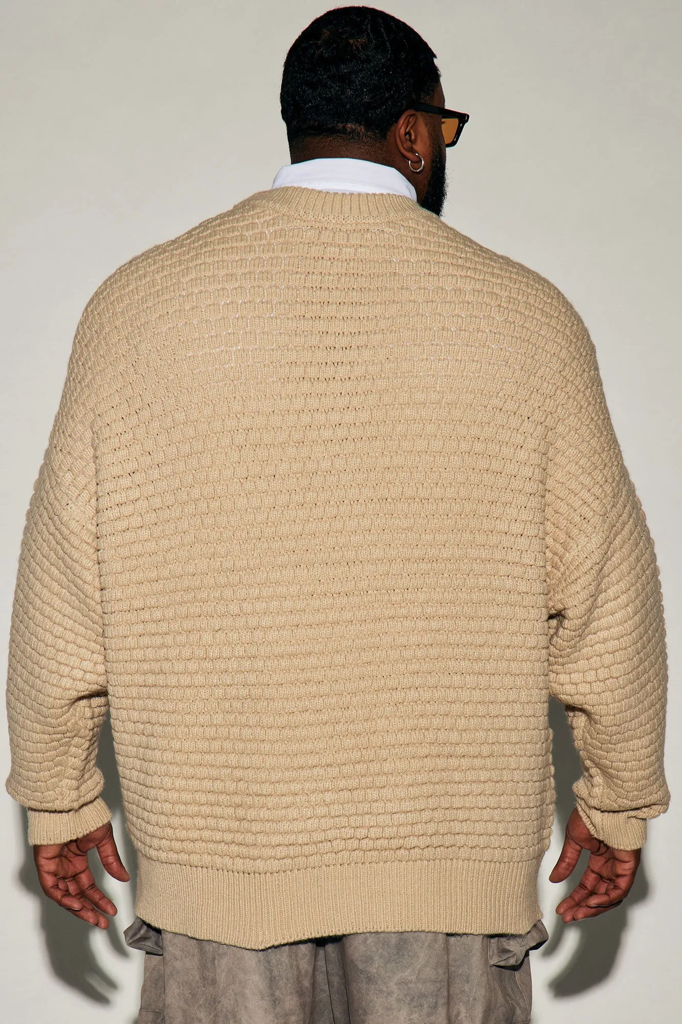 Be Present Textured Crewneck Sweater - Cream