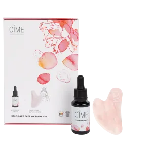CIME Self care massage set: Wild Rose Serum and Rose Quartz Gua Sha