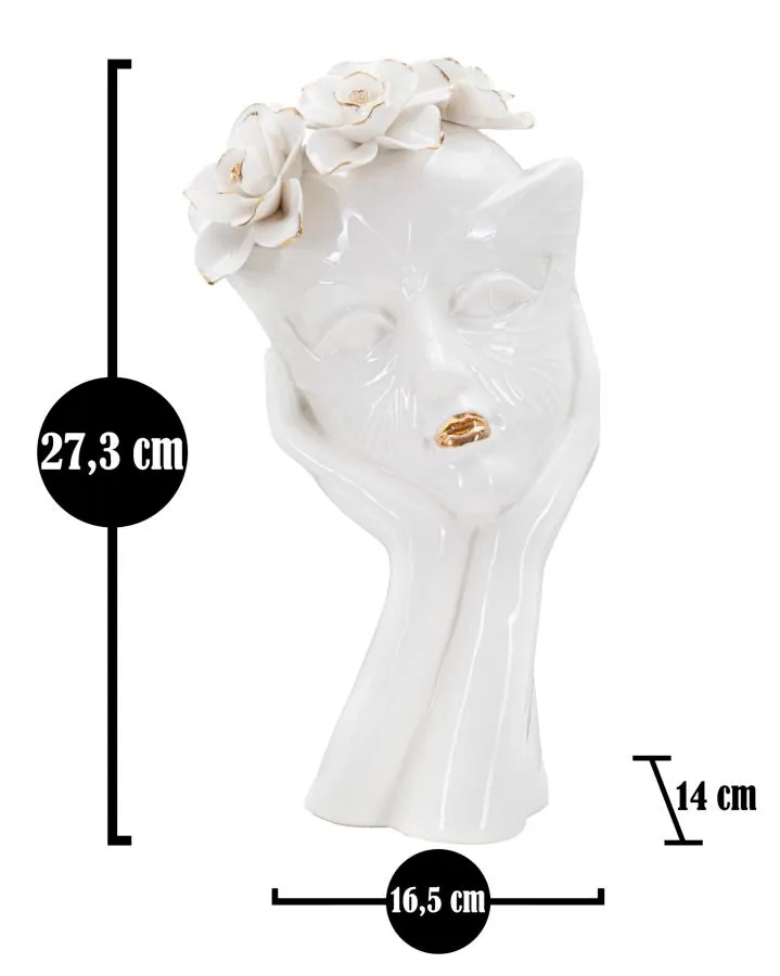 Floral Venetian Carneval Mask White Porcelain Vase