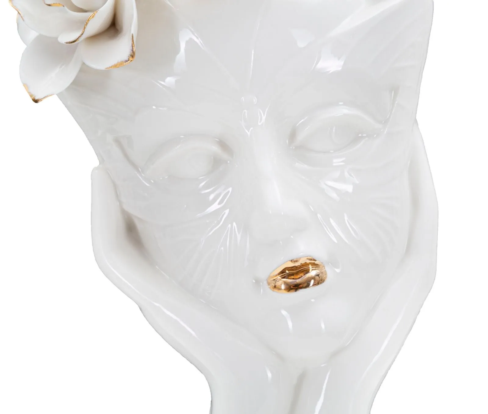 Floral Venetian Carneval Mask White Porcelain Vase