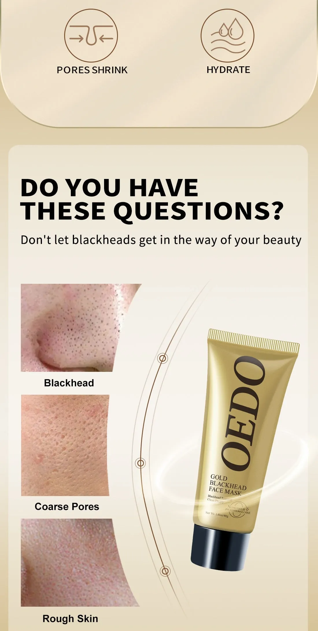 Gold Remove Blackhead Peel Mask Shrink Pore Improve Rough Cosmetics Skin Acne Treatment Facial Moisturizing Cream Beauty Health