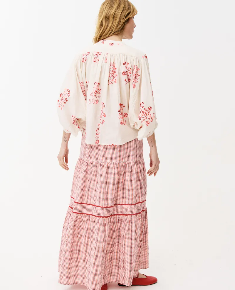 Maison Anana Dalia Cream Red Embroidered Blouse
