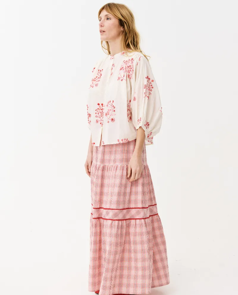 Maison Anana Dalia Cream Red Embroidered Blouse