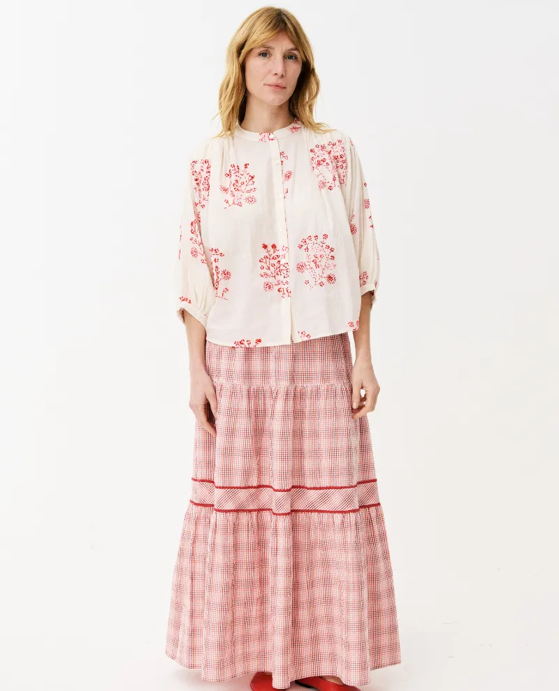 Maison Anana Dalia Cream Red Embroidered Blouse