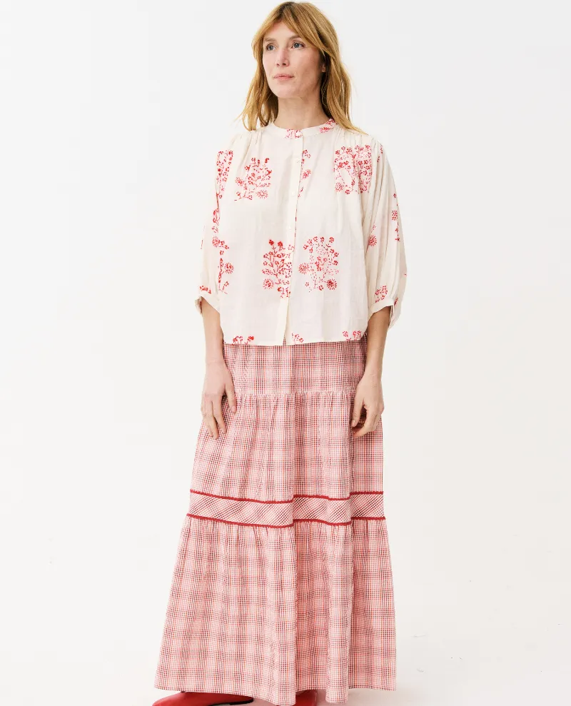 Maison Anana Dalia Cream Red Embroidered Blouse