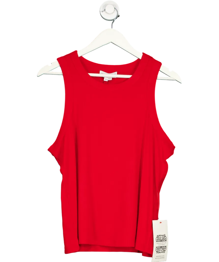 Never Fully Dressed Red Ribbed Tank Top UK XL