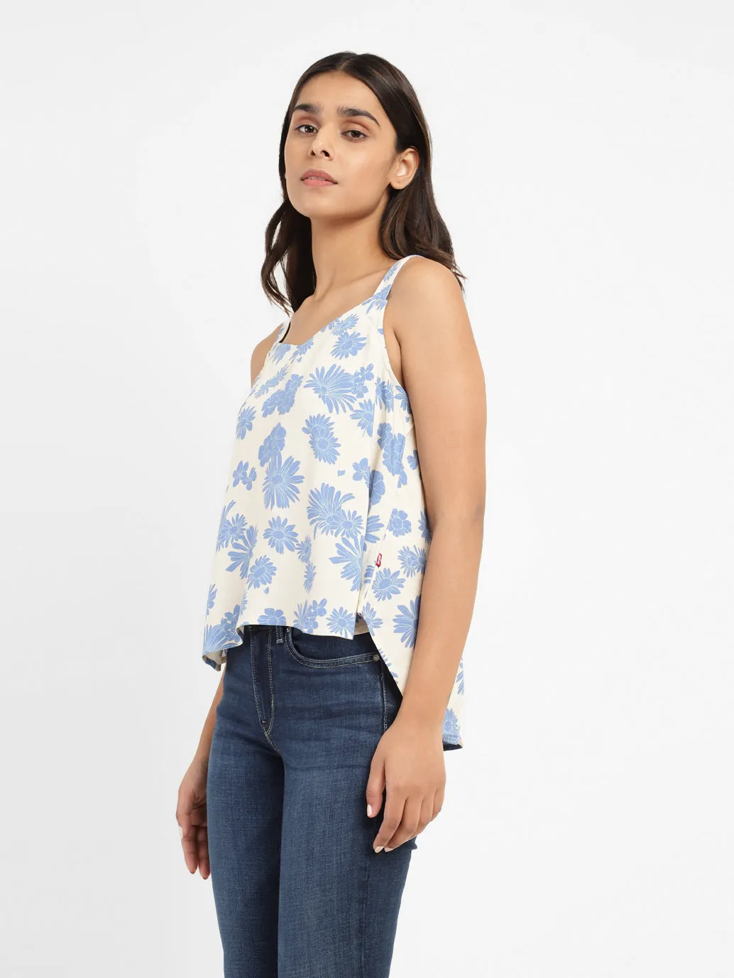 Women's Floral Print Sweet Heart Neck Top